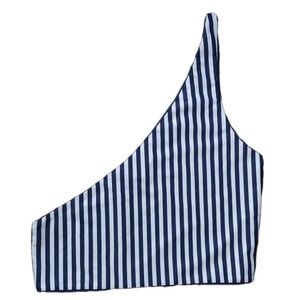 Baiia‎ Swim Top Womens Navy Blue White Stripe Asymmetric Reversible READ